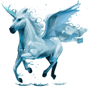 unicorno da corsa alato elemento dell'acqua