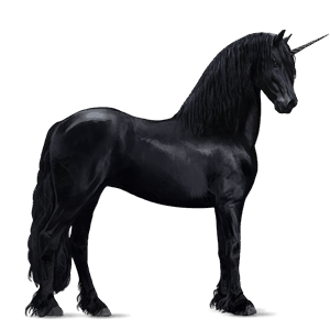 unicorno da corsa frisone nero